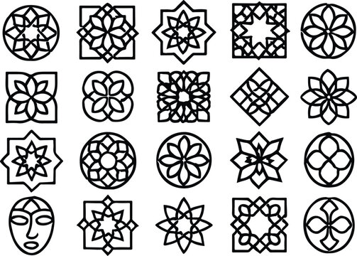 Seamless set of black Celtic ornamental vector patterns and floral design elements