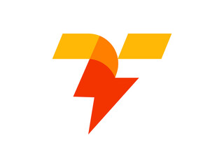 Abstract T Letter Logo with Lightning Bolt for Electric or Energy Company