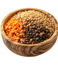 Assorted lentils in wooden bowl healthy food legumes