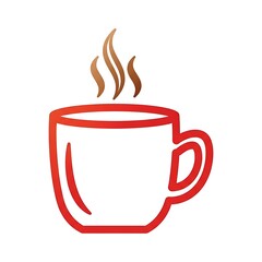 Black mug with hot morning coffee and tea beverage vector icon illustration