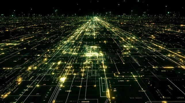Networked city at night.
