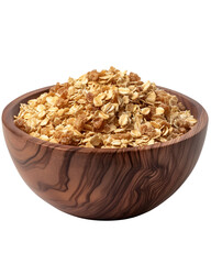 Oatmeal Granola in Wooden Bowl Healthy Breakfast Food