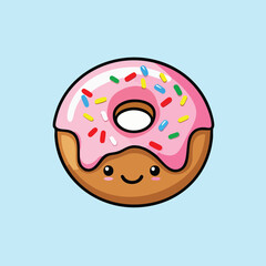 Cute Stylized Donut with Colorful Sprinkles Illustration Sticker