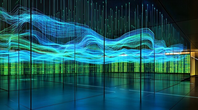 Futuristic interior design with dynamic light displays.