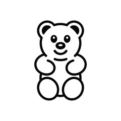 Simple Black and White Line Art Illustration of a Gummy Bear