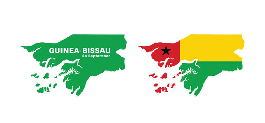 Set of isolated guinea bissau maps. guinea bissau flag overlaid with flag proportions. Maps and traveling around the world