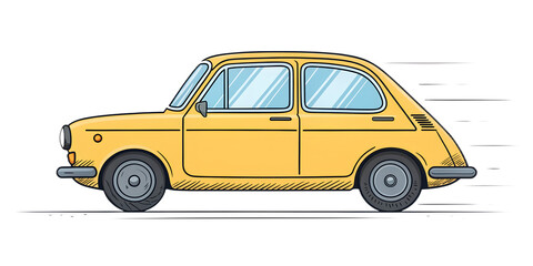 Naklejka premium Cute Yellow Cartoon Car Side View Illustration
