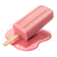 Melting Pink Popsicle or Ice Cream on a Stick