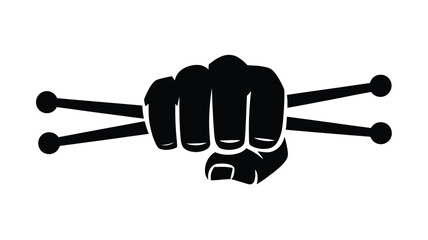 Fist Holding Rope Silhouette Strength Determination and Resistance Concept