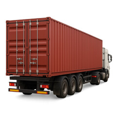 A detailed view of a robust truck with a large shipping container, symbolizing logistics and freight transportation.