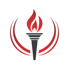 Minimal Flame Torch Logo Vector Illustration.