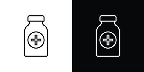 Medicine bottle icon line for web, mobile and infographics.