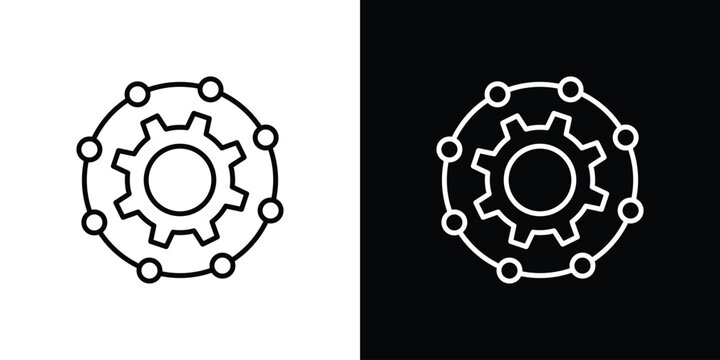 Microservices icon line for web, mobile and infographics.