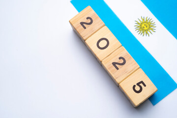2025, Argentina, Argentina flag with date block, Concept, Important events for Argentina in the new...