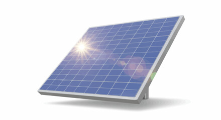 Solar panel angled to the sun with a grid pattern and a white background for clean energy use