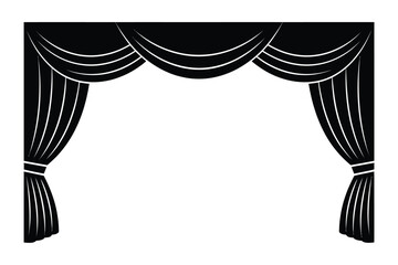 Black and White Stage Curtains Illustration with Empty Space