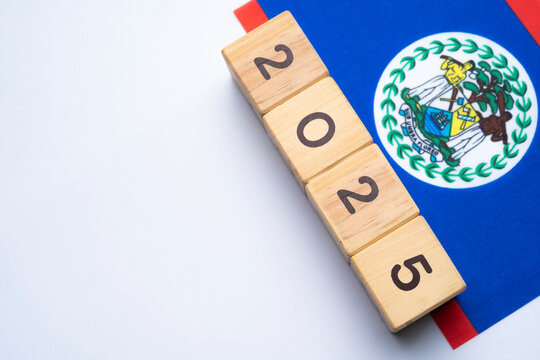 2025, Belize, Belize flag with date block, Concept, Important events for Belize in the new year, election, economy, social activities, central bank, Belize foreign policy - Powered by Adobe
