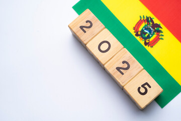 2025, Bolivia, Bolivia flag with date block, Concept, Important events for Bolivia in the new year,...