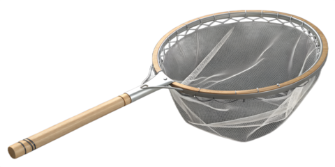 Empty Fishing or Butterfly Net with Wooden Handle