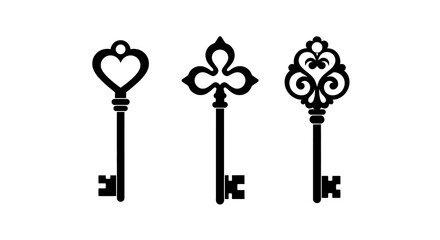 Ornate Vintage Keys Set, Heart, Floral, and Decorative Styles