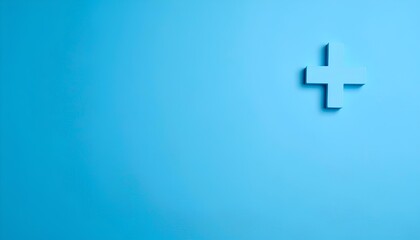 Simple light blue background with a single raised plus sign in the corner