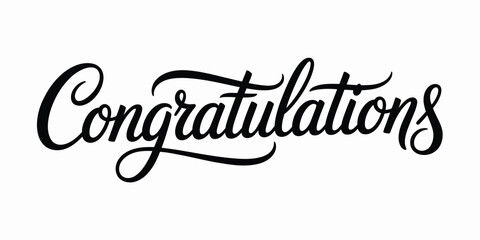 Elegant Congratulations Script Text on White Background for Celebrations
