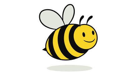 Cute Cartoon Bee in Flight with a Happy Expression
