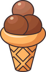 Isolated vector illustration element. Illustration of Chocolate Ice Cream Cone