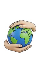 Holding the blue planet in the palm of your hand symbolizes global environmental protection and care for nature