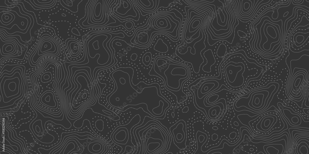 Aufkleber modern style topographic dotted pathways creates an abstract design element perfect for backgrounds and various creative contour lines small dashes  dark gray background design element.
