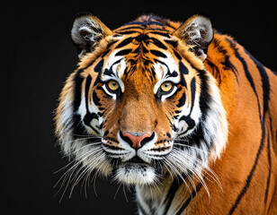 Fototapeta premium Tiger with a black background .