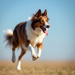 Border collie and German shepherd dogs playing with a ball outdoors