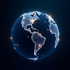 Planet Earth in Space Showing Continents and Oceans on a Blue GlobePlanet Earth in Space Showing Continents and Oceans on a Blue Globe