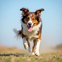 Border collie and australian shepherd dogs with border collie puppy sitting together