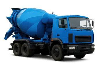 A bright blue cement mixer truck, showcasing modern design and utility, ideal for construction and industrial projects.