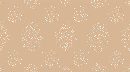 Repeating seamless pattern of scattered dots resembling floral or organic shapes on beige background.