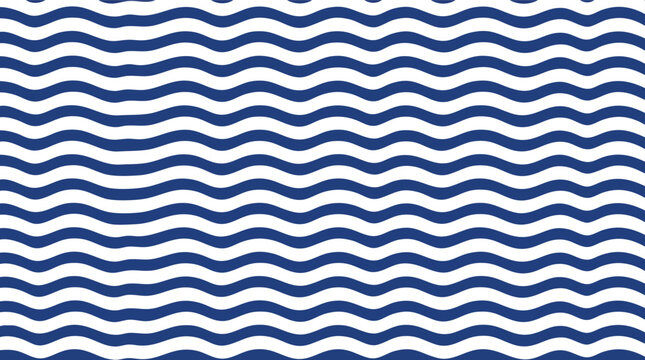Seamless blue and white wavy pattern illustrating a marine nautical theme for various designs.