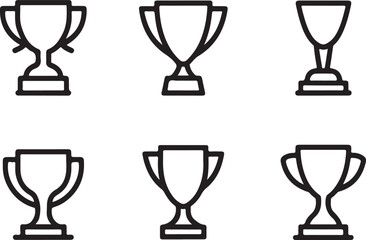 Collection of trophy icons representing achievement and winning in a simple outline silhouette style