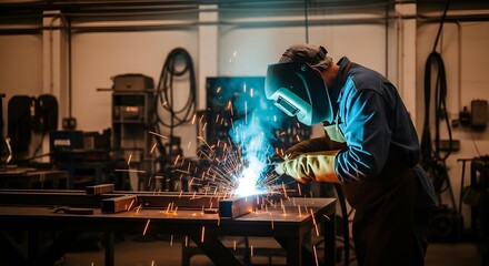 Manual Welding of Metal Frame in Industrial Workshop