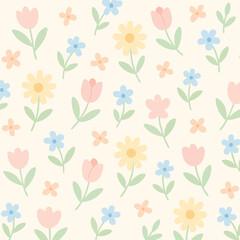 seamless pattern with pink flowers