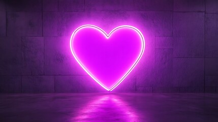 Neon heart on a dark wall