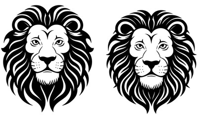 Two lion heads in black and white