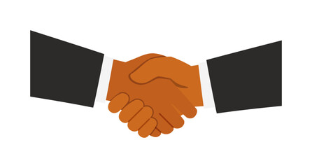 Illustration of two hands shaking, depicting an agreement or partnership, on white background
