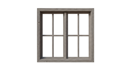 Rustic wooden window frame on black background