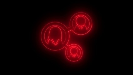 Red Neon Network Illustration on Black Background Connecting People