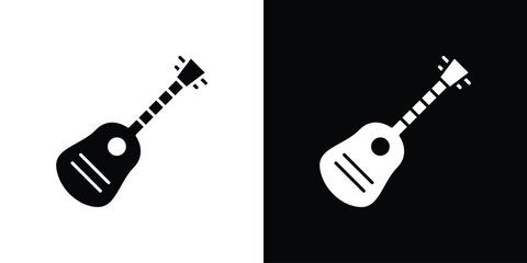 Fototapeta premium Ukulele icon vector graphics. Flat solid black vector set