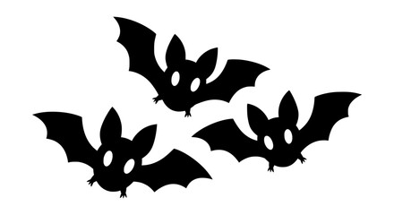 Three Bats Silhouette: Three cute bats in a triangular formation, against a clean background. Perfect for Halloween or spooky-themed projects.