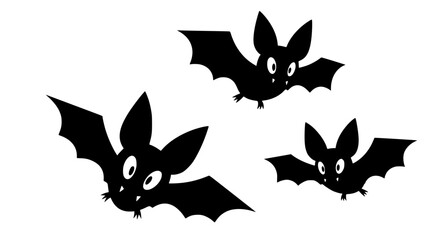 Three Bats Silhouette: Three cute bats in a triangular formation, against a clean background. Perfect for Halloween or spooky-themed projects.