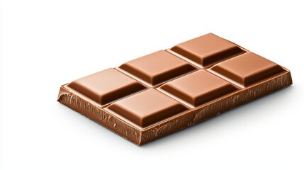 Delicious Milk Chocolate Bar with Smooth Texture on White Background