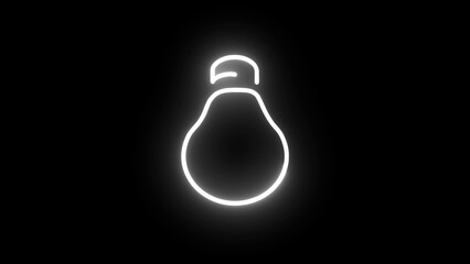 White Neon Lightbulb Outline on Black Background image